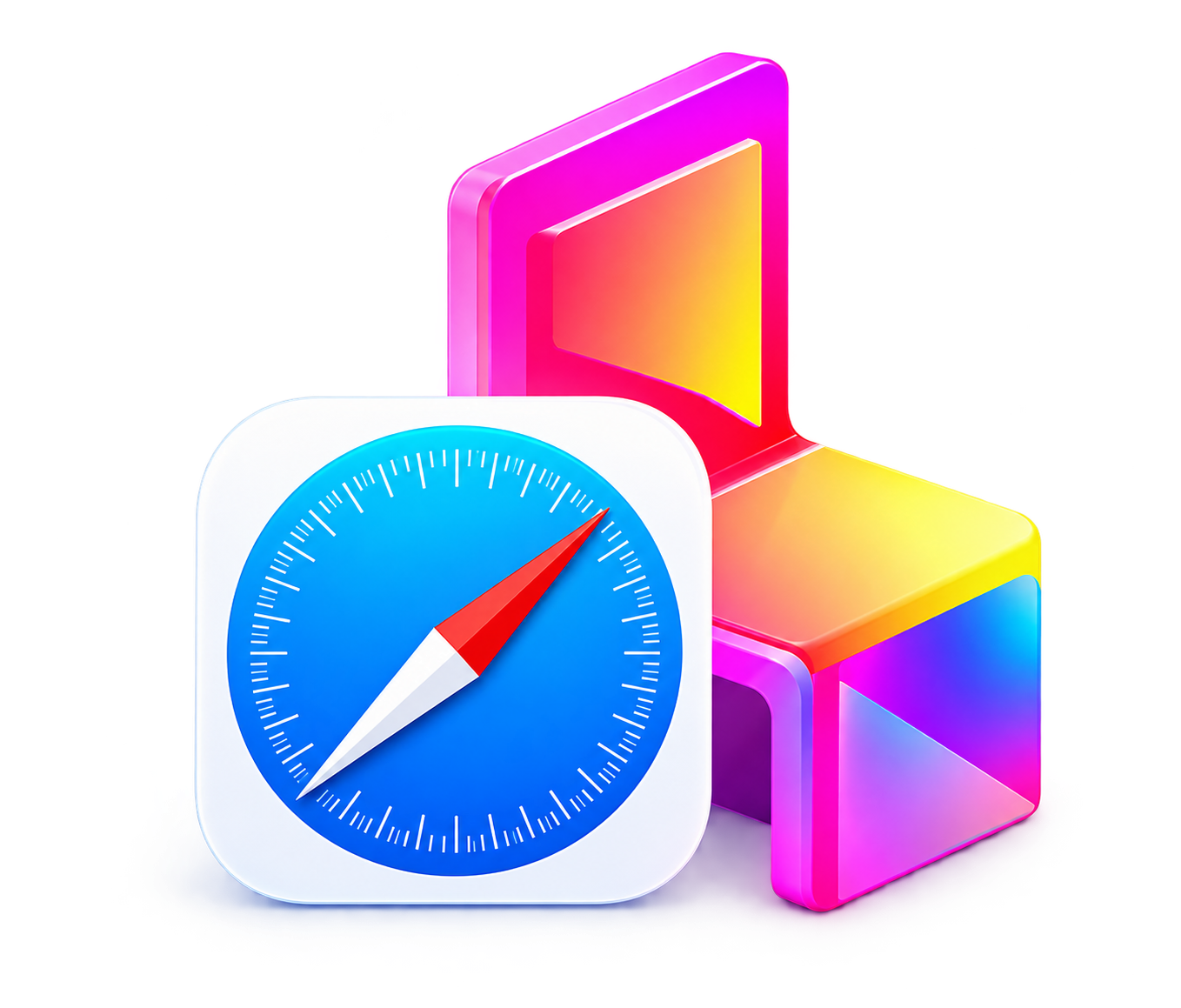 Safari 浏览器和彩色渐变椅子